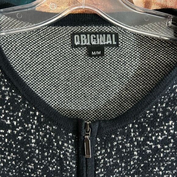 Nicole Miller Black and White Speckled Zip Up Cardigan Medium - Picture 3 of 15